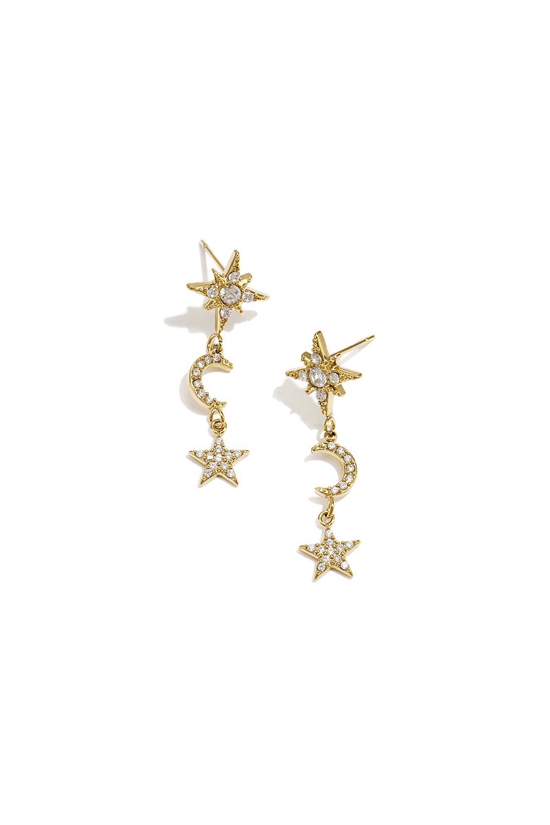 Selene - Ster & Maan Oorbellen - Goud - Stainless Steel - - Goud