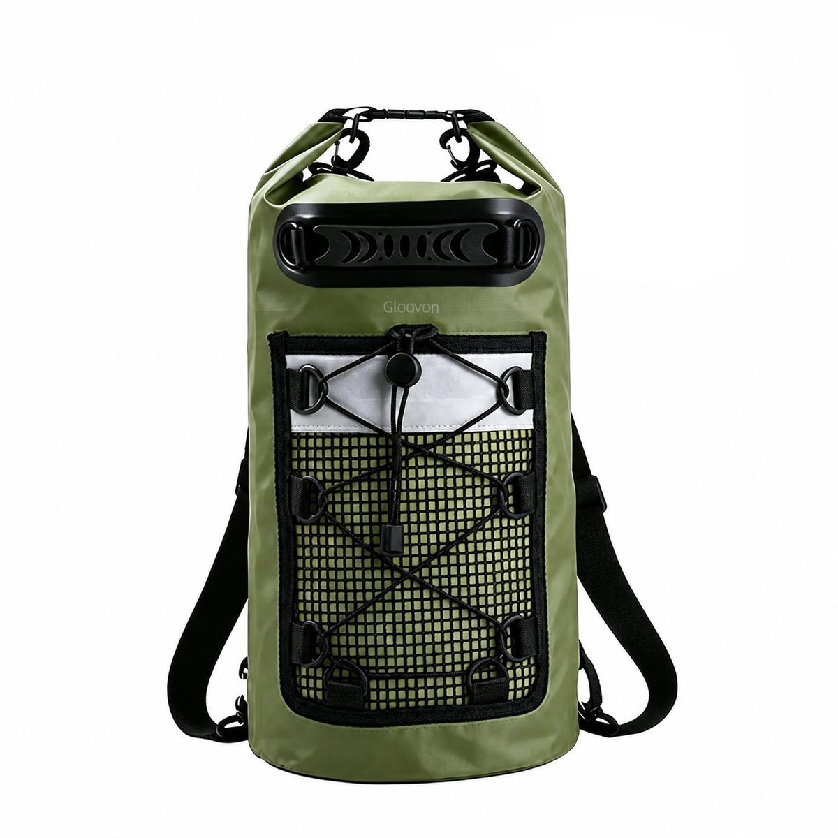 Gloovon Drybag 10 Liter - Waterdichte Tas - Dry Bag Rugzak met Schouderriem - Met Nat/Droog Vak - Voor Outdoor, Strand, Kajak & Reizen - Olijfgroen