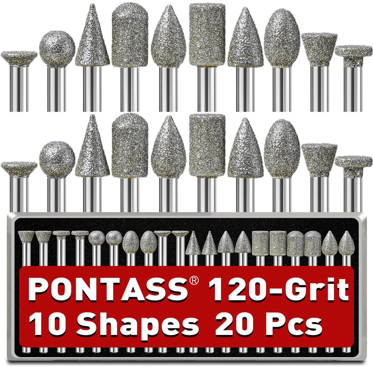 Solidchoice - Set van 20 Diamant Cutters met 120 Korrel voor Roterende Gereedschappen