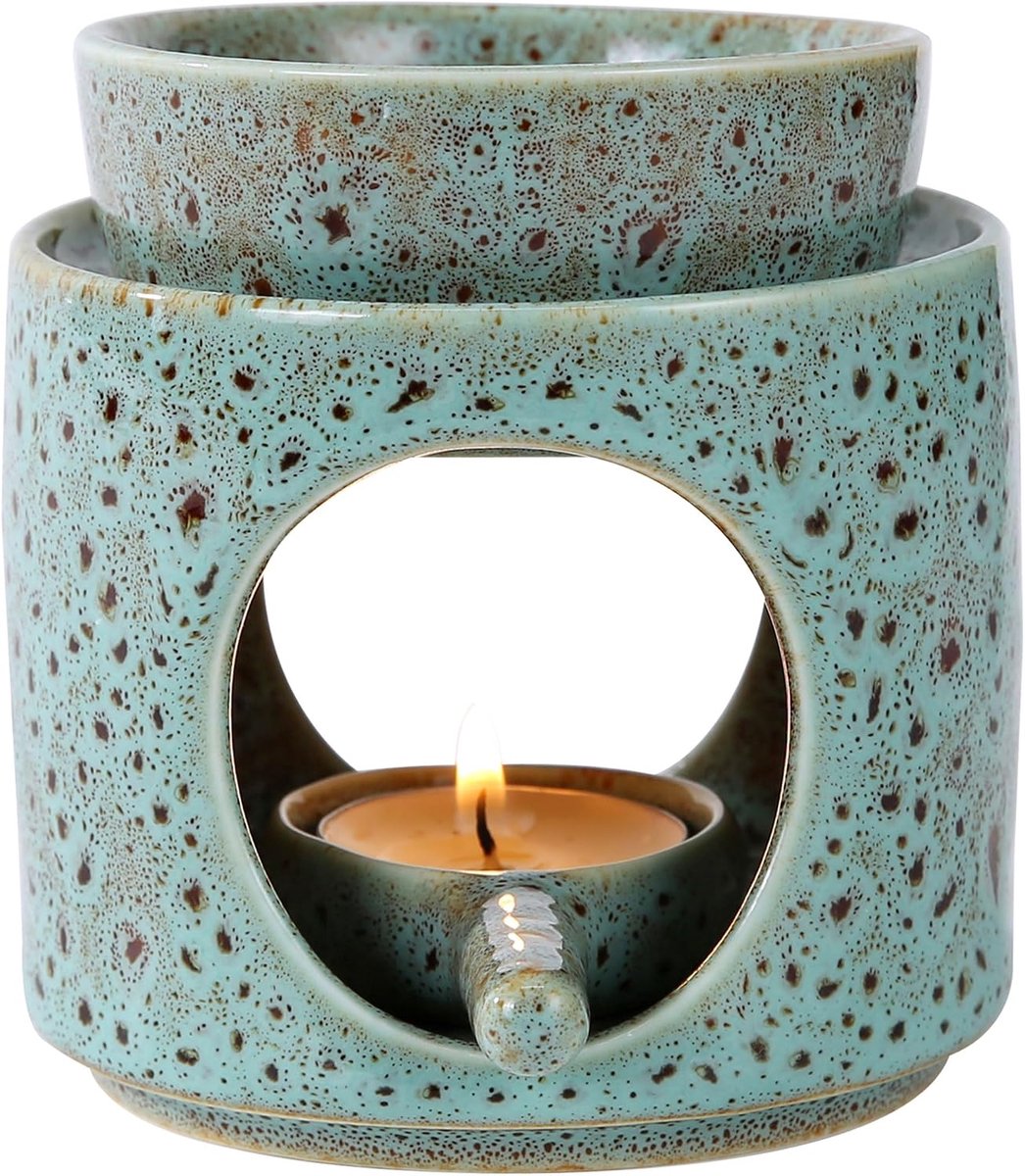 1 stuk - Kandelaar - Aromatische lamp kaarsen verwarmer - theewas smeltverwarmer - kaarsen diffuser - keramiek - groen