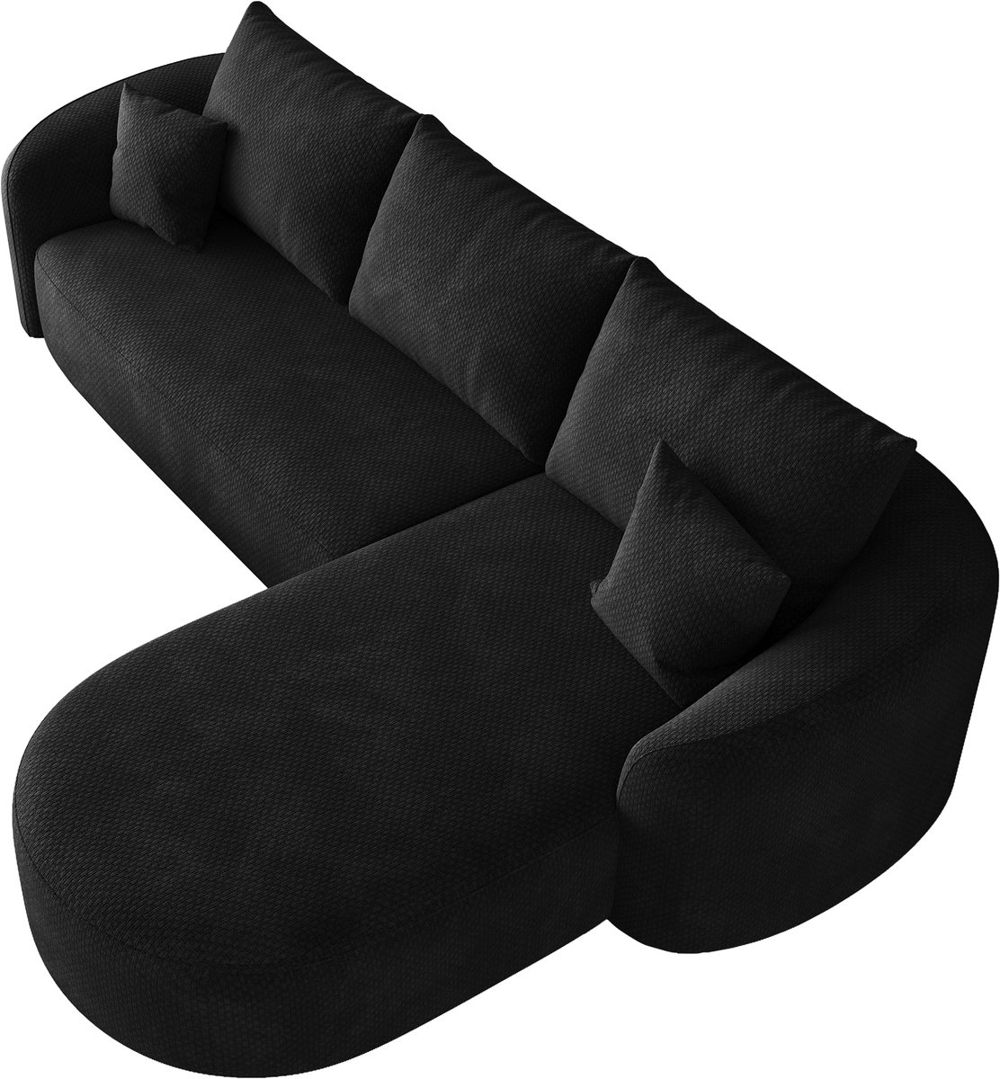 MODFU-Hoekbank-L-Vormig-266 Cm-Zwart-Chenille-Zonder Montage-4-Zits