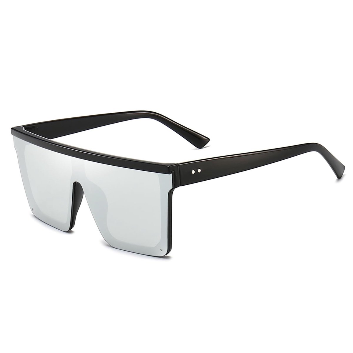 Solidchoice - Oversized Zonnebril voor Mannen en Vrouwen, Zwart Frame met Spiegellens
