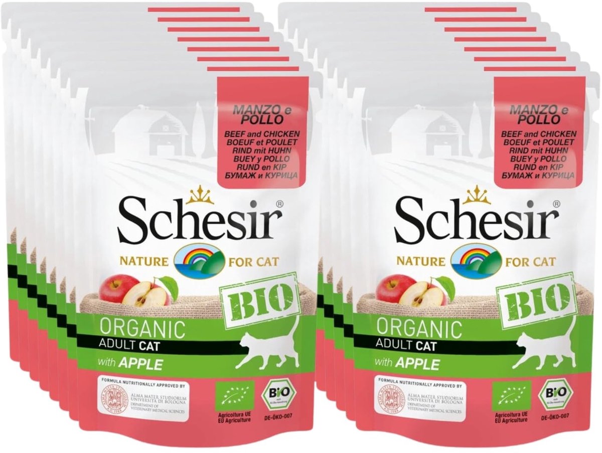 Solidchoice - Biologisch Compleet Kattenvoer met Rundvlees, Kip en Appel 16 x 85g