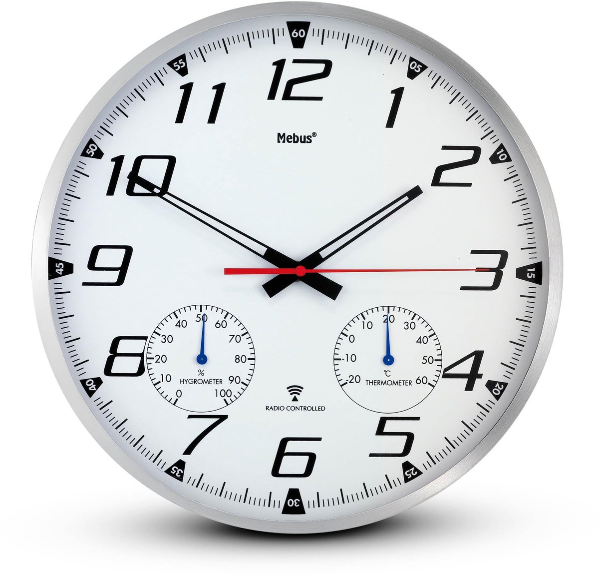 Solidchoice - Grote Radiogestuurde Wanduhr met Hygrometer