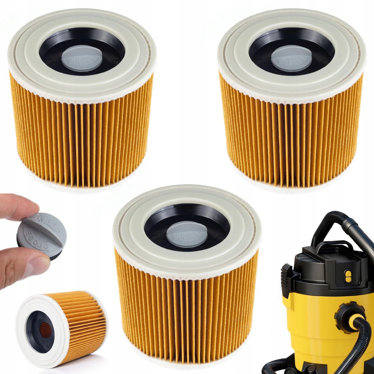Rosfix Motorfilter Vervanging - Wasbaar Polyester - Ø12,3cm Hoogte 11,5cm - Geschikt voor Kärcher