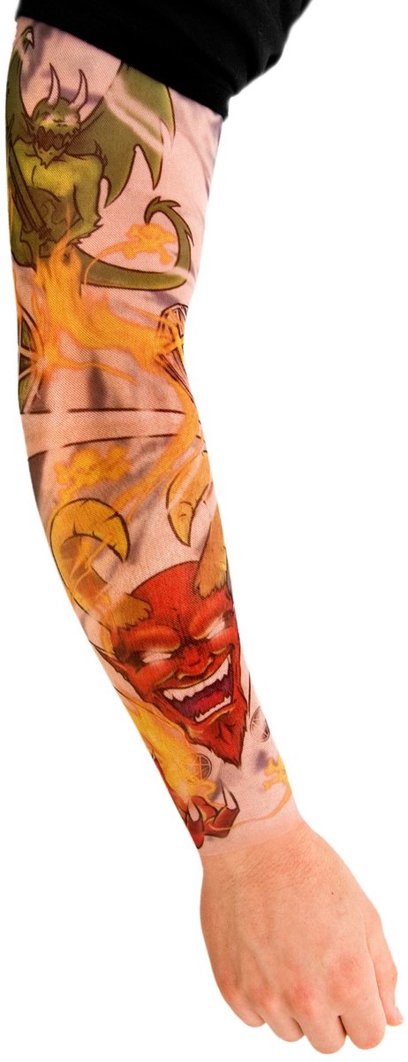 Heavy Metal Tattoo Skin Mouw - Carnaval Halloween Feest