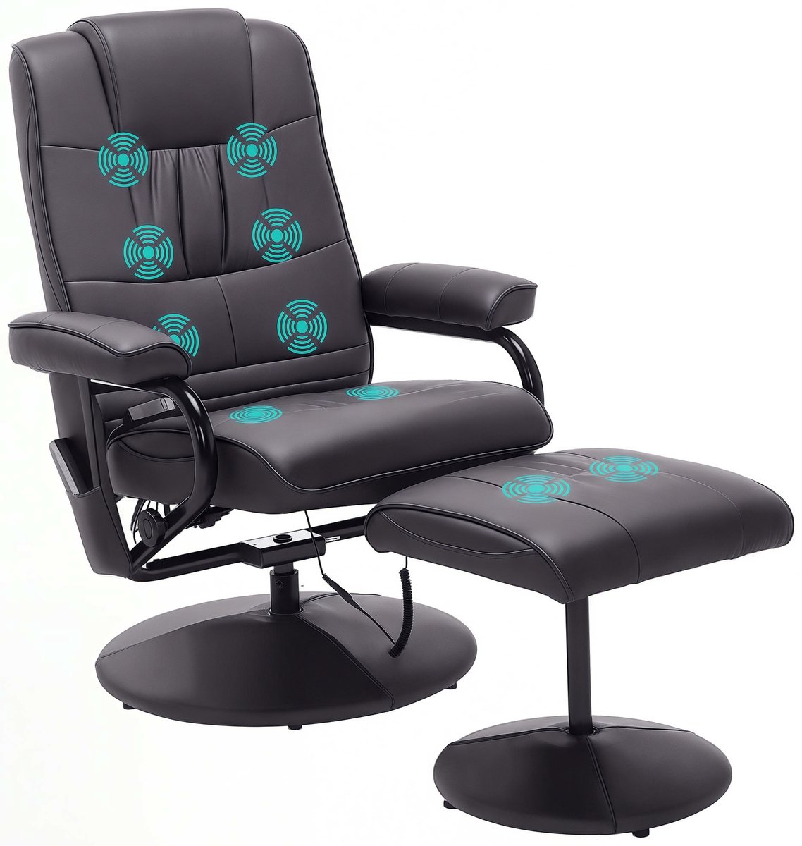 HOMCOM Massagestoel met Voetenbank 10 Vibratiepunten Bruin - HOMCOM - €169,90