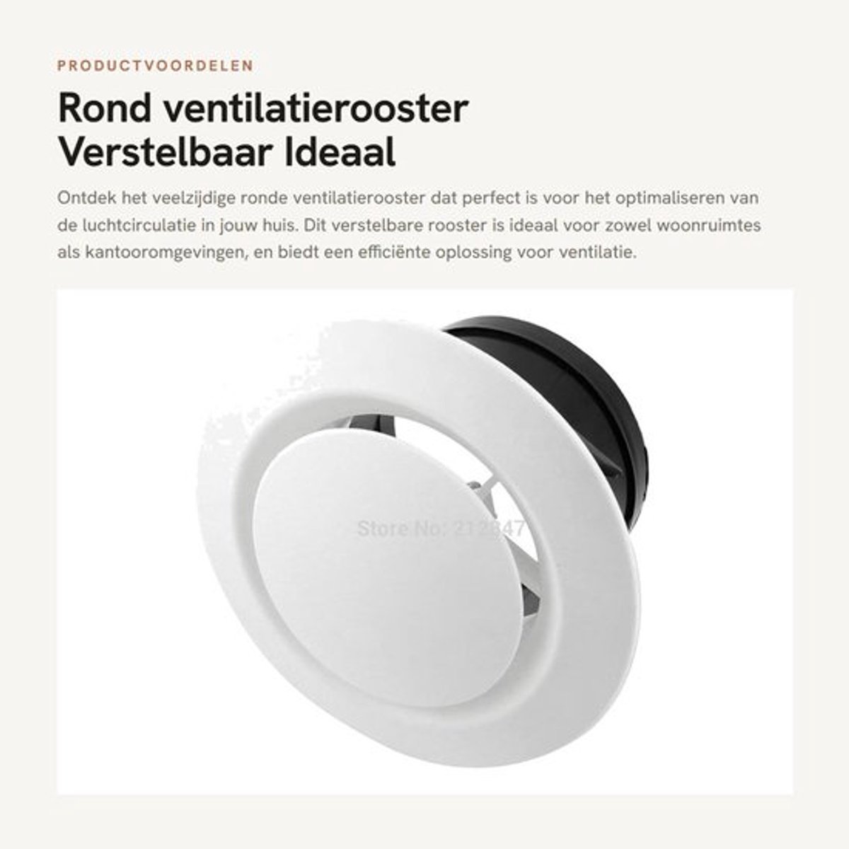 Ventilatierooster Rond - Verstelbaar - ABS-kunststof - 100 mm - Wit - Eenvoudige installatie - Luchtrooster