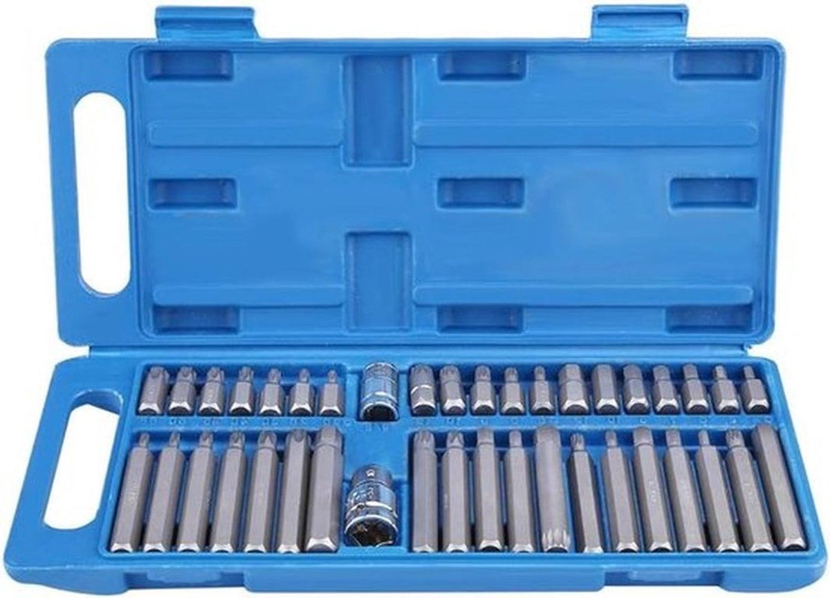 Dopsleutelset - Torx bits - 40-delige - Zwart - Schroevendraaierset - Draagbare koffer - Speciale stalen bitset - Geschikt voor Doe-het-zelvers - Rood.