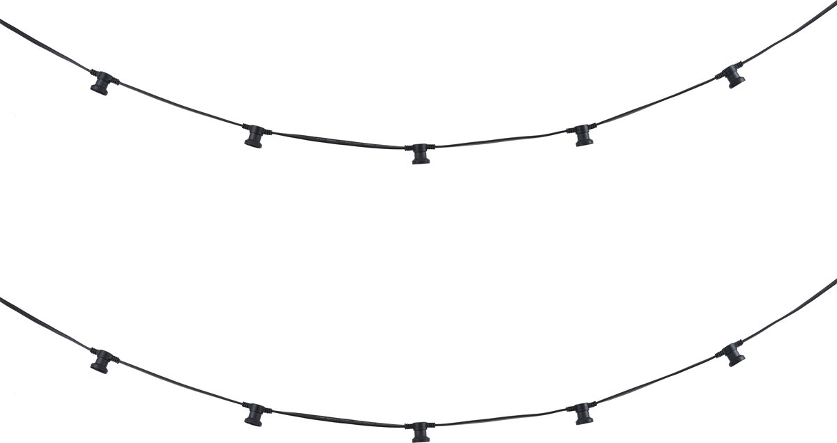 Qazqa moderne lichtsnoer, prikkabel buitenlamp voor in de tuin - Lubber - zwart, max. 15W, geschikt voor led, 600cm, IP64, 10-lichts