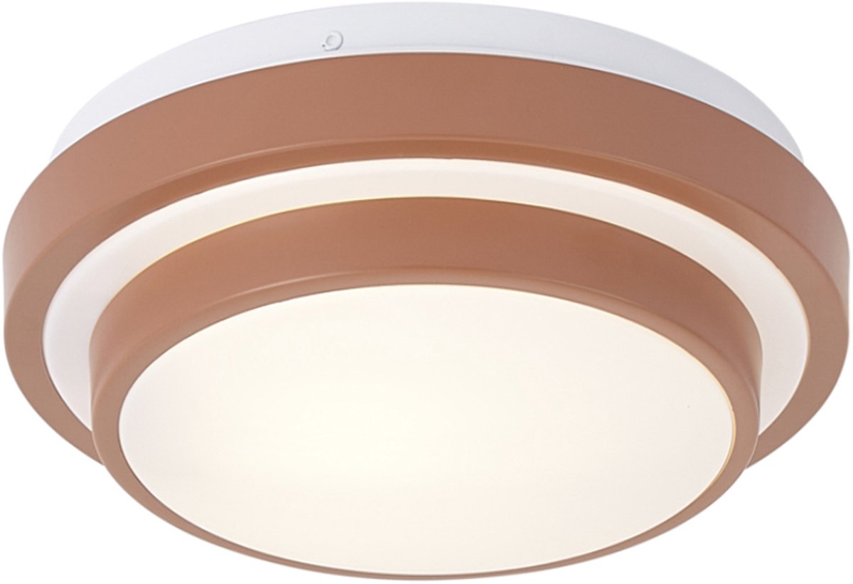 Qazqa moderne plafondlamp, plafonniere - Walden - bruin, rond, 25.5cm, ideale badkamerlamp lamp