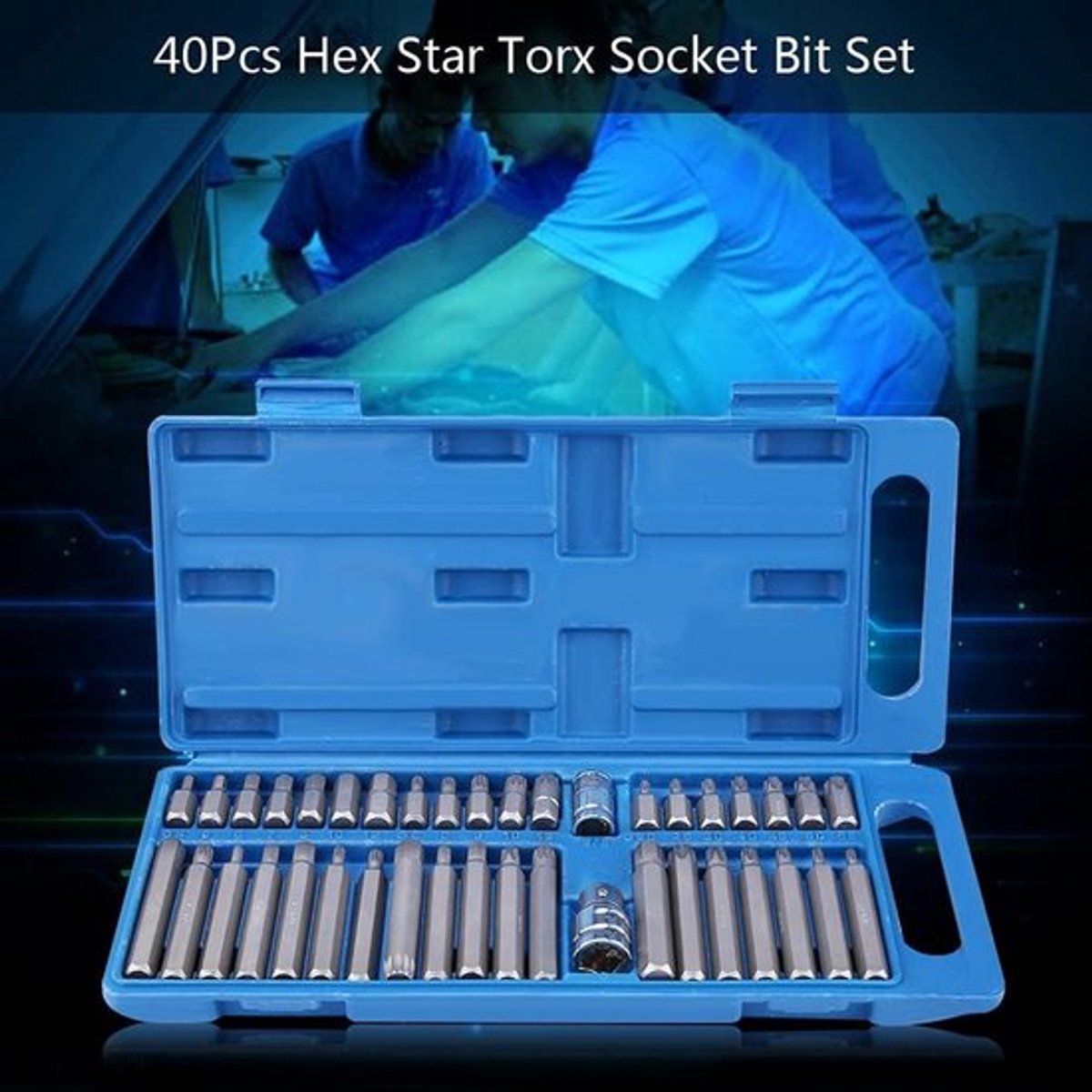 40-delige Inbus, Torx en Spline bit dopsleutelset in opbergkoffer - 1/2-inch-3/8-inch aandrijving
