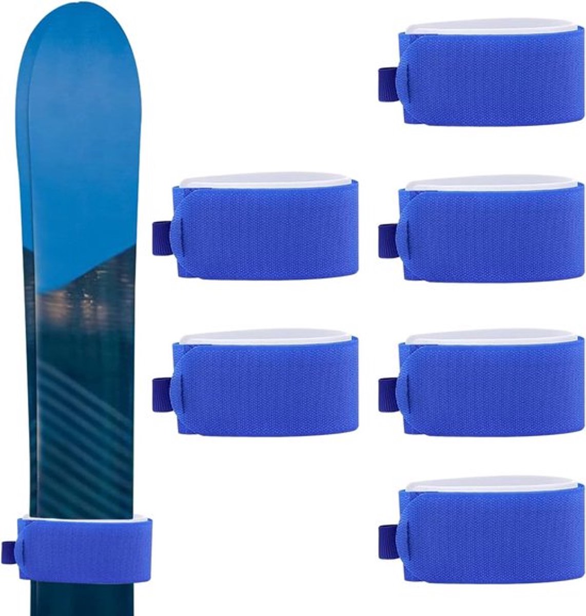 Verstelbare Skidraagriemen 6-Pack - Antislip Beschermpads voor Ski- en Snowboardstokken, EVA Vulling en Extra Lengte voor Comfort en Veiligheid