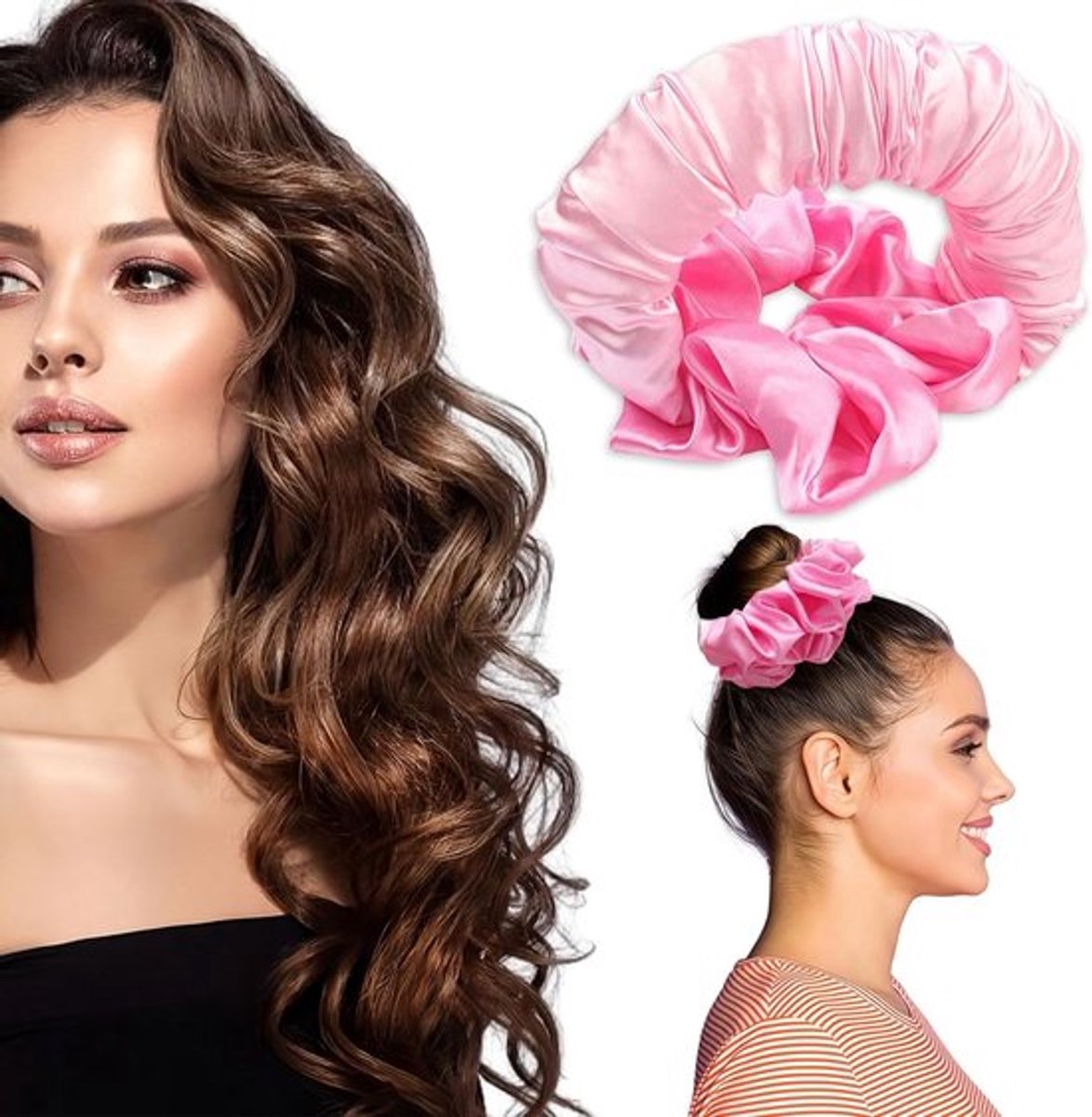 Zijdeachtige Scrunchie voor Hitzevrije Krullen, Ideaal voor Slaap en Sport, Haaraccessoire voor Zachte Golven en Gemakkelijk Stylen