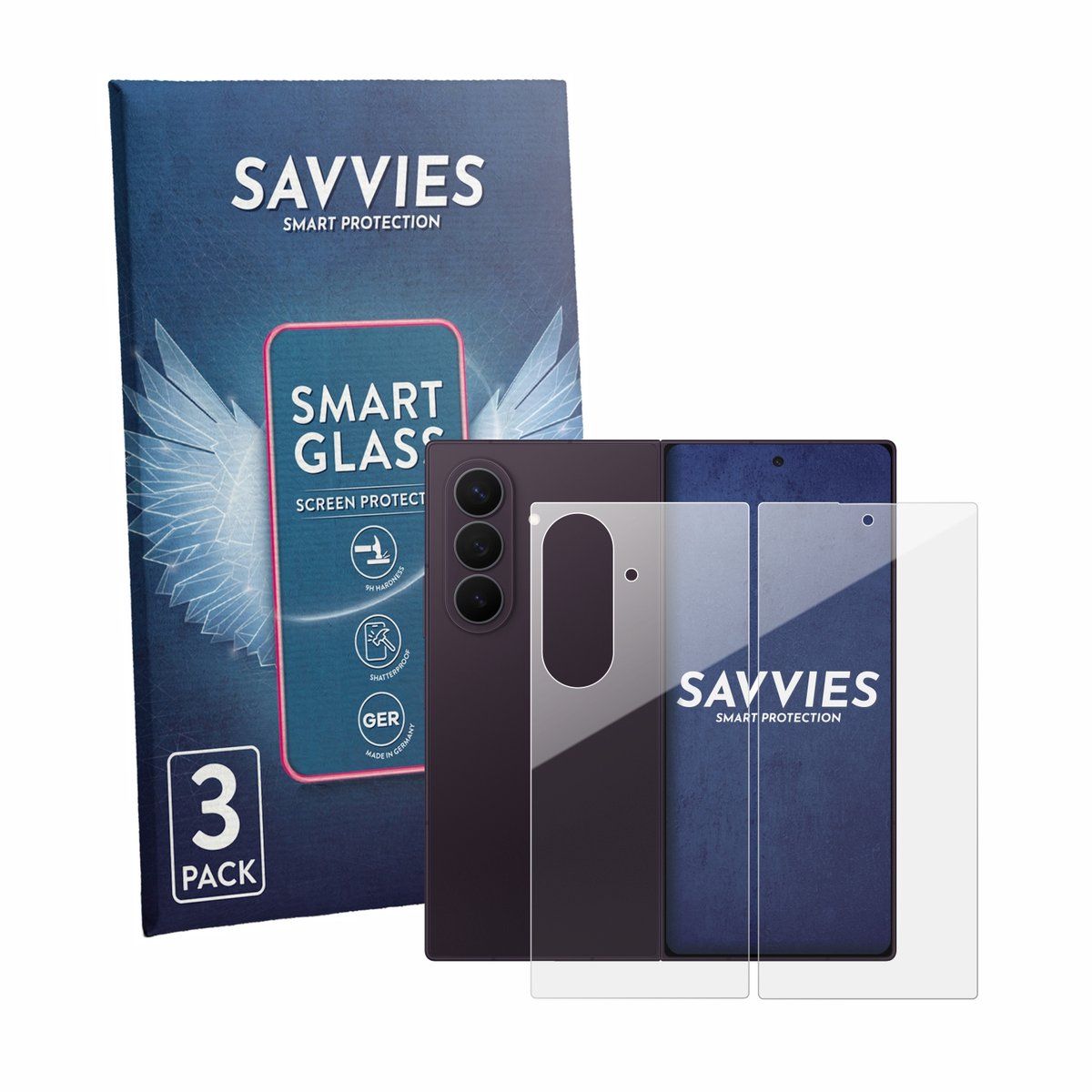 3 Stuks Savvies Screenprotector - geschikt voor Samsung Galaxy Z Fold 8 Ultra (Voor+Achter) - beschermfolie glas transparant