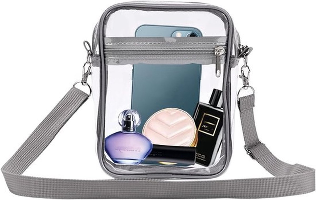 Transparante crossbody schoudertas met verstelbare schouderriem, waterdichte tas voor werk, sport en evenementen