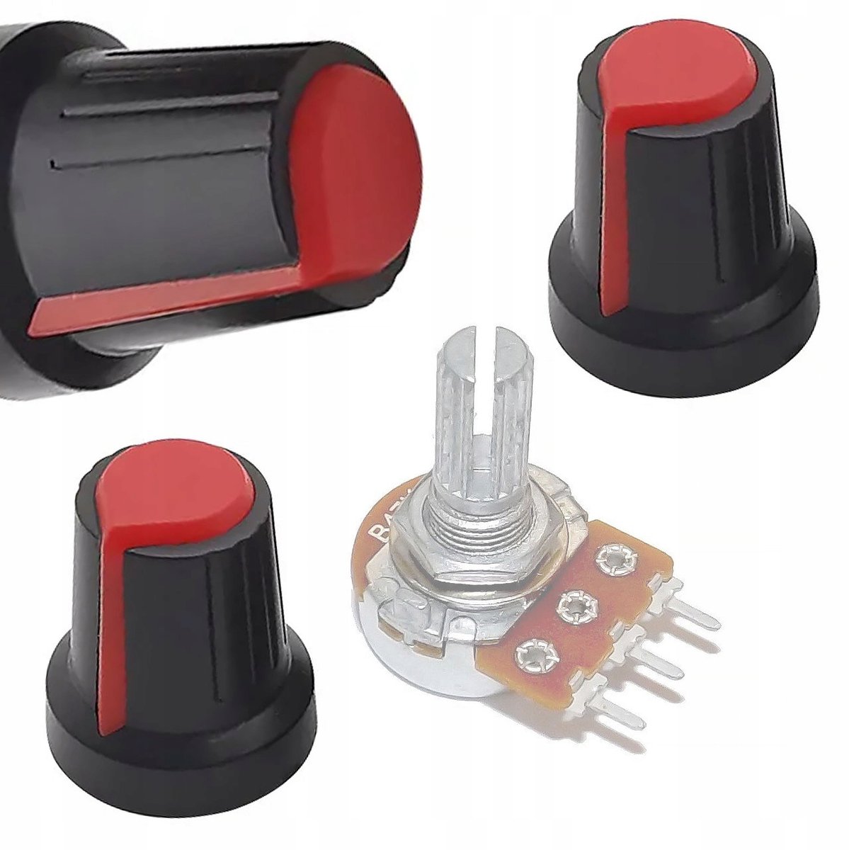 Rosfix Potentiometerknop Set 2 - 6 mm As, Duurzaam Kunststof - 15x17 mm