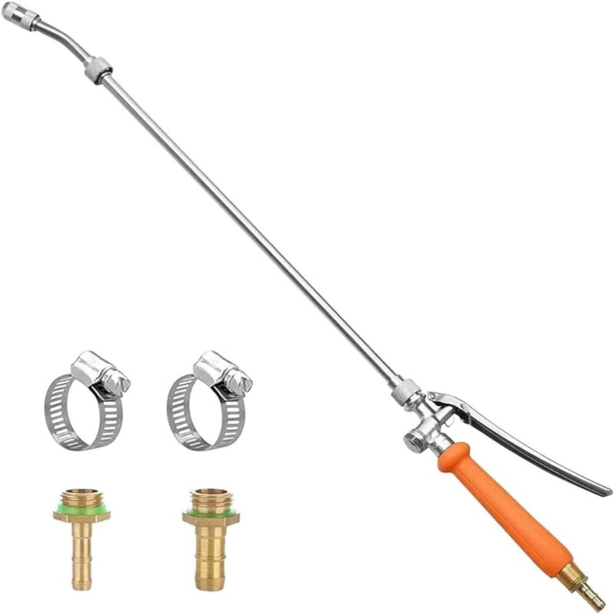 Spuitpistool, 72 cm lange handgreep geschikt voor tuinspuitpistool, accessoires geschikt voor spuitpistool, universele messing vervangingsonderdelen, geschikt voor 3/8 inch en 1/4 inch sproeiers, geschikt voor tuinen, boomgaarden en autowasstraten.