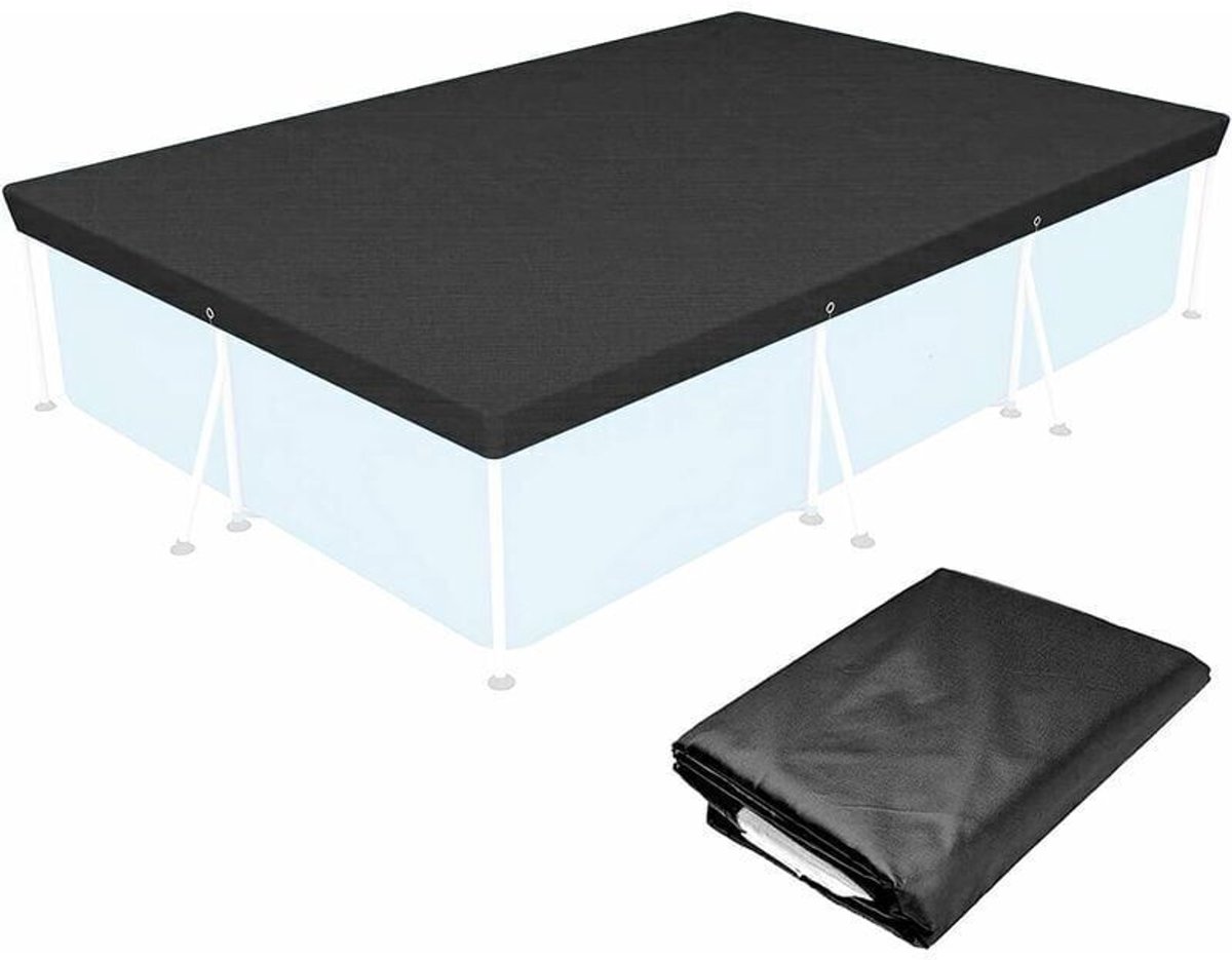 Beschermhoes geschikt voor zwembad - 259 x 170 cm - Rechthoekige zwembadhoes - Winterhoes geschikt voor bovengrondse zwembaden - Opvouwbare waterdichte zwembadhoes, stof- en waterdicht