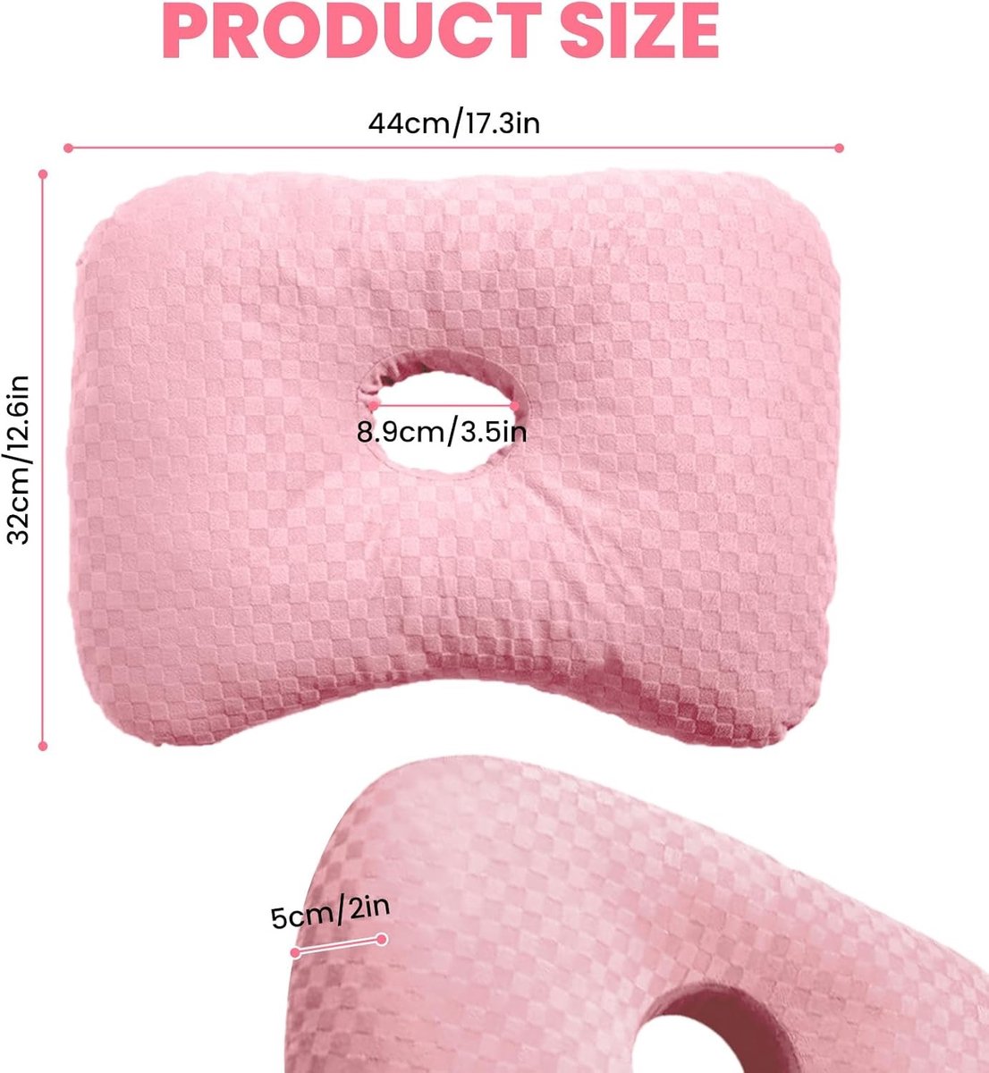 Piercingkussen met Gat Oor - Roze - Ergonomisch Kussen voor Slapen op Zij - Verstelbaar Katoen en Polyester