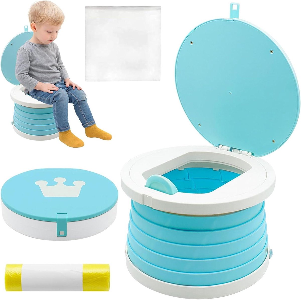Opvouwbaar Potje - Draagbaar Toilet - Kind Zindelijk Maken - Compact en Lichtgewicht - 12 x 12 x 2 cm