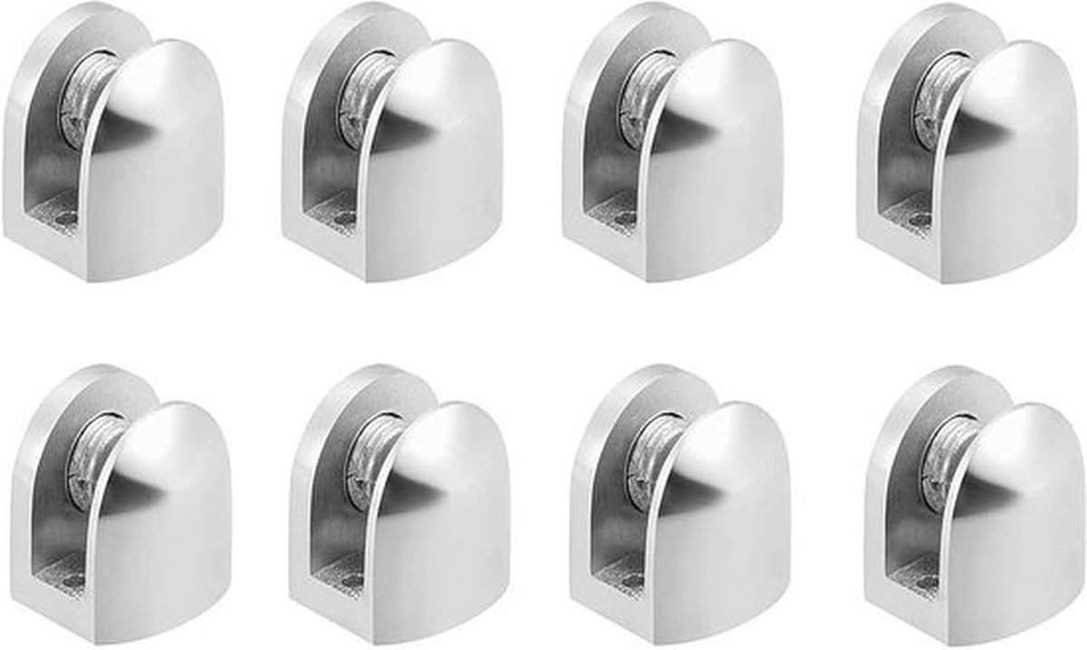 8 Stuks Verstelbare Glasklemmen Solide Zinklegering Klembevestiging voor 6-10 mm Dik Glas en Acrylglas (10mm)