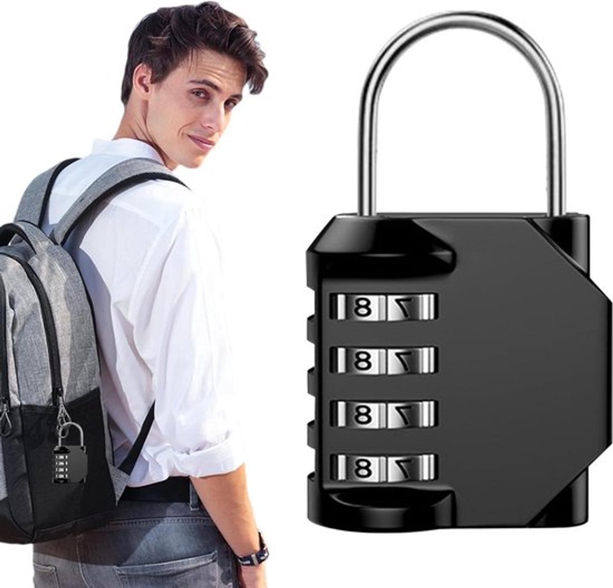 Robuust en veilig slot met cijfercode, ideaal voor sportscholen, school, kluisje, kast, tas, koffer, deur, tuin en bagage