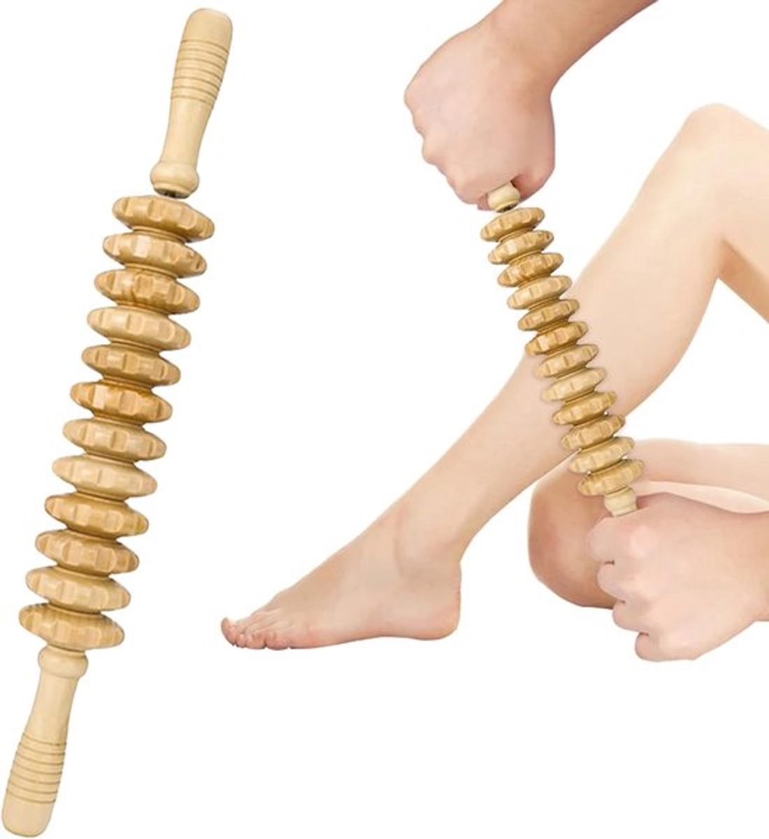 Houten Massage-roller - Anti-Cellulite Massageapparaat - Maderotherapie-apparatuur - Volledige Lichaamsmassage - Spiermassage-stick - Lymfatische Drainage (43cm)