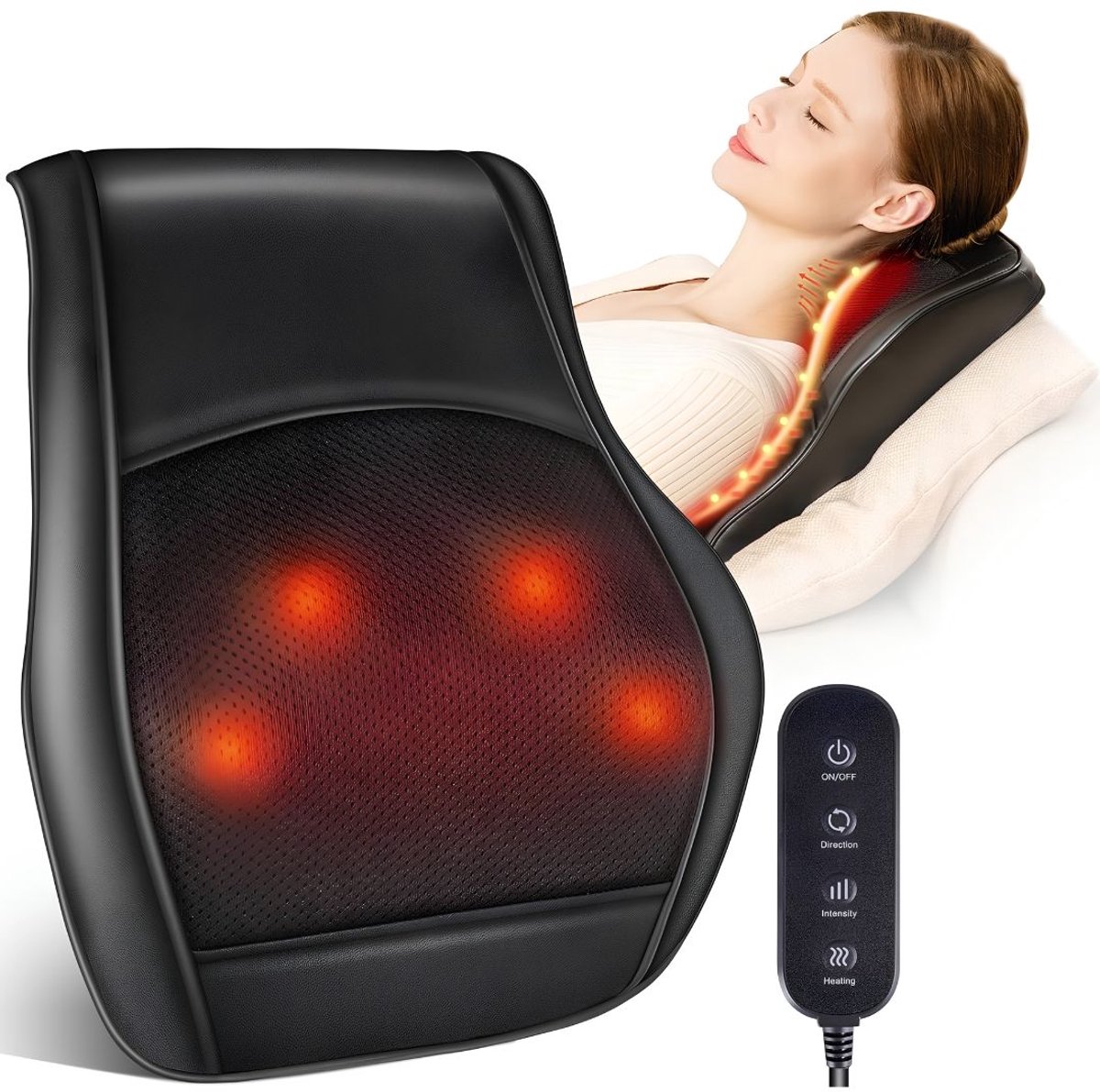 NIVA® Massage Kussen - Massage Apparaat - Massagekussen - Zwart - 35cm x 12cm x 37cm