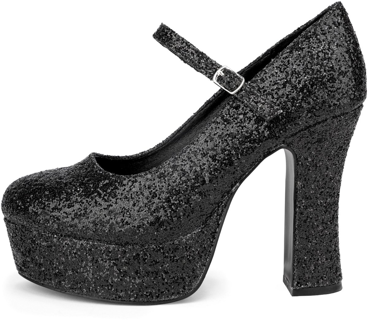 Plateau schoenen glitter-zwart