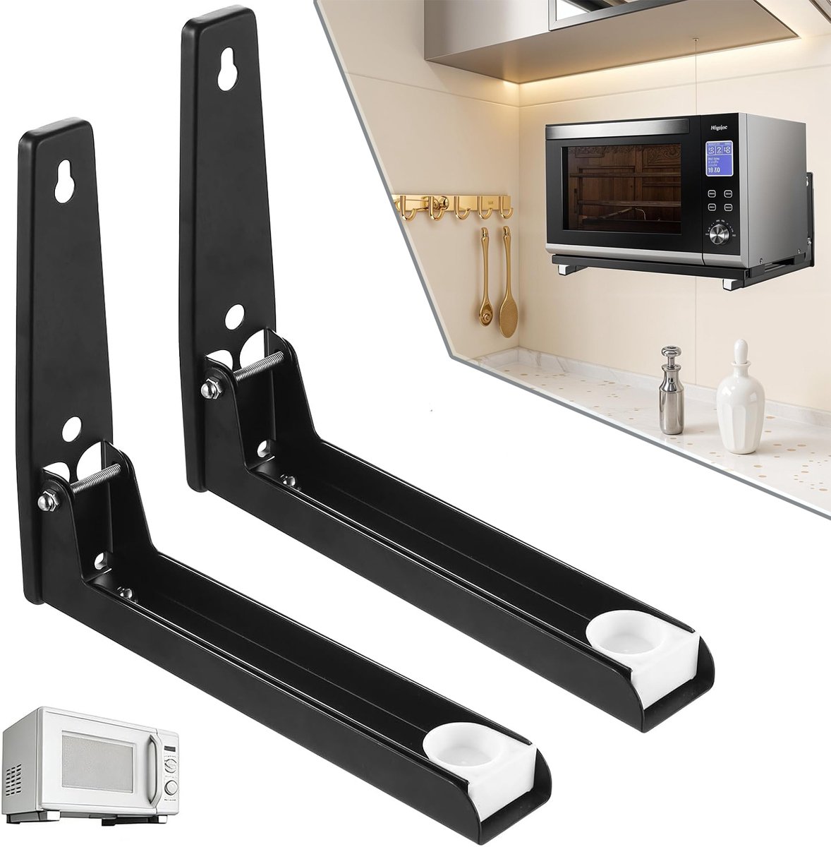2 Stuks Magnetronplank Wandmontage - Magnetron Muurbeugels Standaard - Magnetronbeugels - Opvouwbare Magnetronstandaard