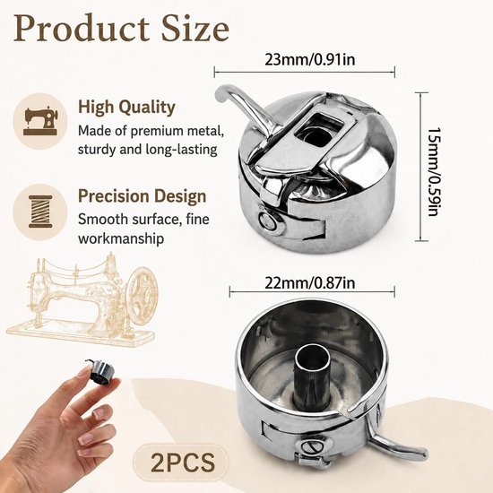 2 Stuks Universele Spoelhuisjes voor Naaimachines, 22 mm — afbeelding 5
