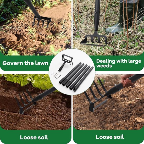 Tuinschoffel - Schoffel cultivator - Onkruid wieden - 2-in-1 ontwerp - 120 cm - Zwart — afbeelding 2