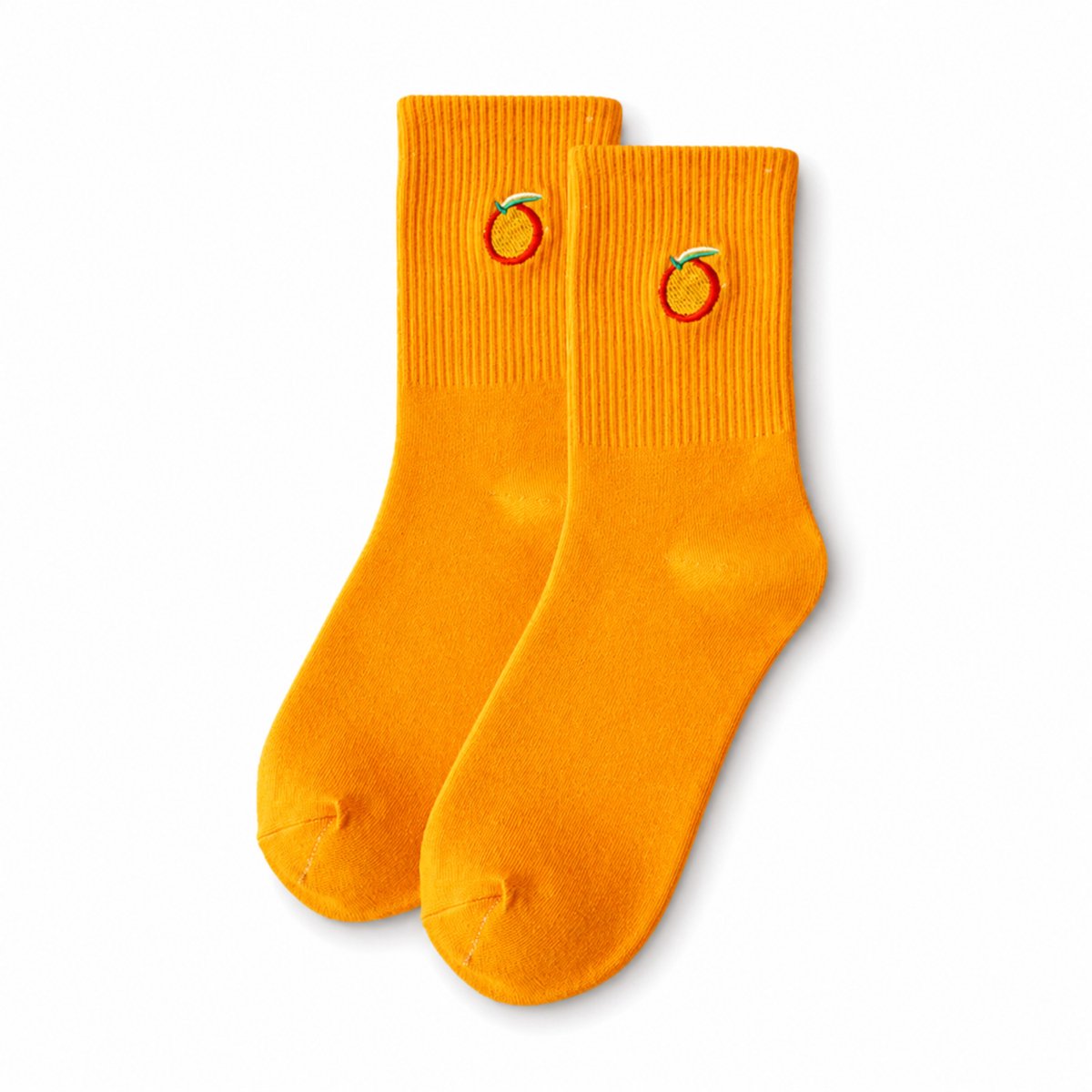 MoodLux Korean Style Sokken - Mandarijn Print - 2 paar - Oranje - Maat 36-39