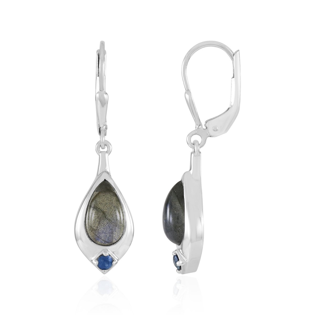 Cavill - Elegante Oorbellen 925 Sterling Zilver met 3,6 ct Blauwe Labradoriet en 0,14 ct Blauwe Saffier - Druppelvorm - Luxe Dames Sieraden