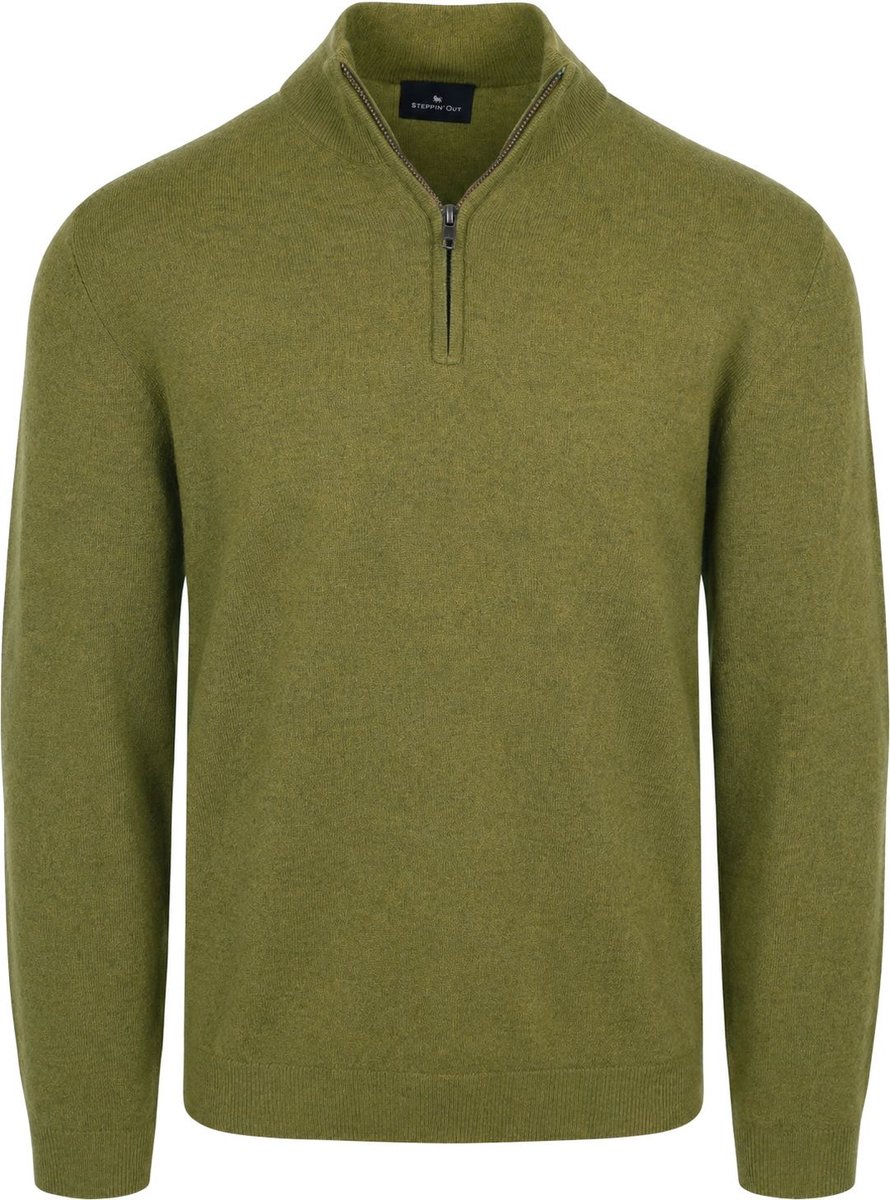 Steppin' Out Half Zip Trui Merinowol Groen - Maat XXL - Heren - Pullovers