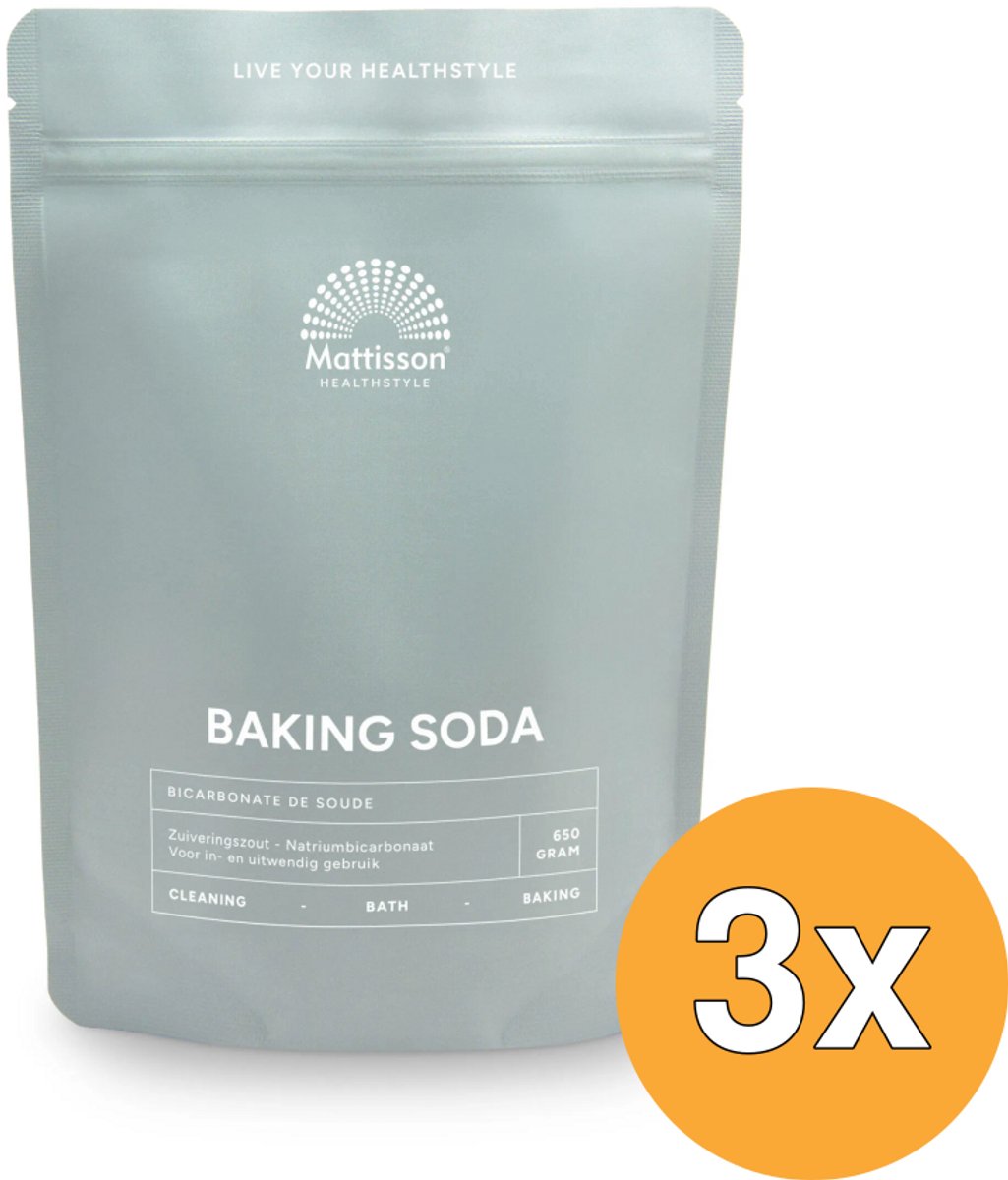 3x Mattisson Baking Soda Zuiveringszout Natriumbicarbonaat (650 gr)