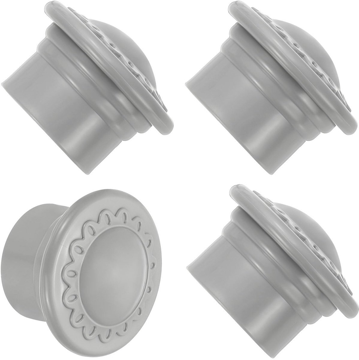Gordijnroedes voor gordijnen, 4 stuks, kunststof gordijnrail, moderne raamgordijnrail, Finial, geschikt voor Ø 26-28 mm, stangen, eindkappen voor thuis, gordijn, grijs