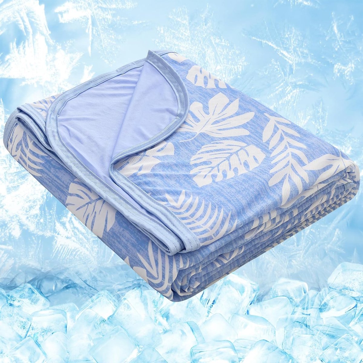 Koeldeken zelfkoelende Arc-Chill, zomerdeken met Japanse Q-Max> 0,45 koelvezels, Lichtgewicht koeldeken voor bed, tropisch blauw, 228 x 274 cm