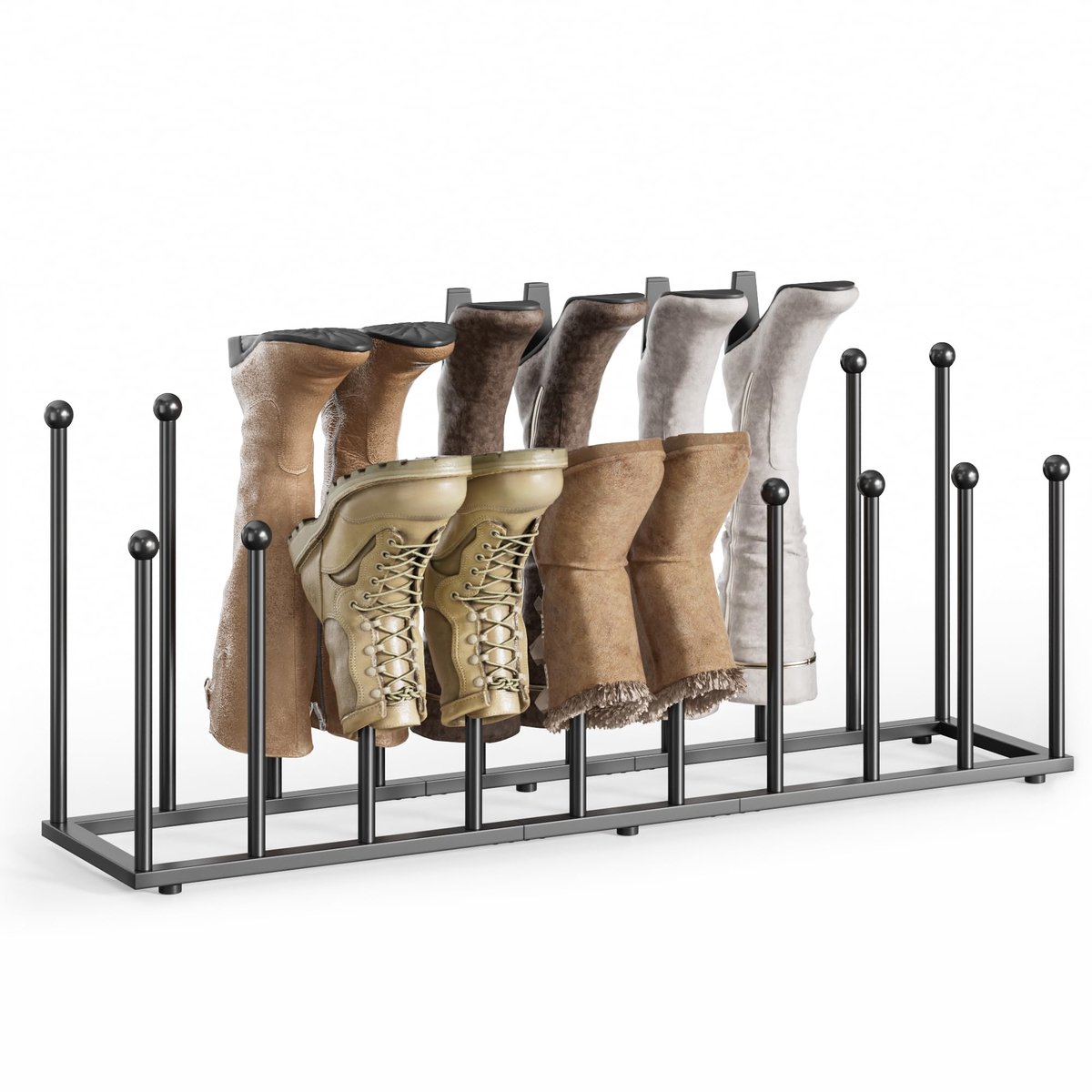 pickpiff Schoenenrek, staand, metaal, zwart, vrijstaande laarzenhouder, laarsspanner voor slaapzaal, kast, entree, slaapkamer, terras, outdoor, hal, organizer voor 10 paar