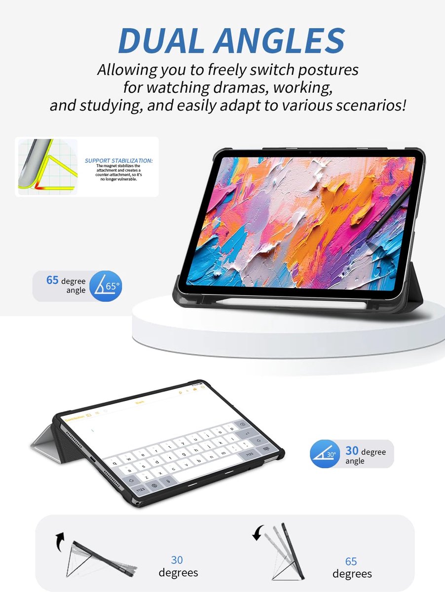 Beschermhoes voor TCL Nxtpaper 11 Plus, Android 15 tablet, 11,5 inch, yystao dunne standaard met drievoudig opvouwbaar ontwerp, harde hoes compatibel met TCL Nxtpaper 11 Plus, zwart