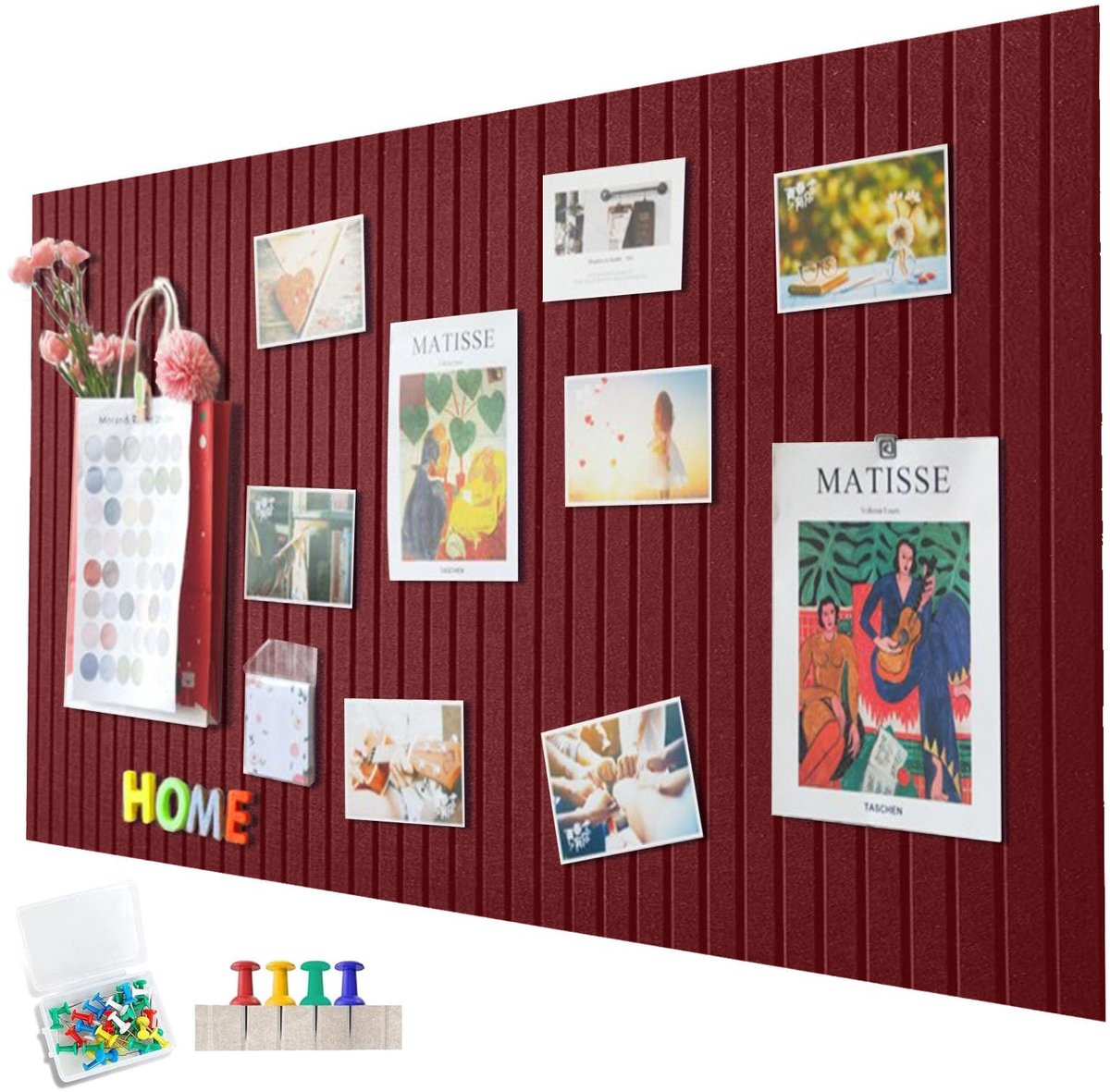 Dailygoods - Groot Zelfklevend Vilten Prikbord 60 x 40 cm in Paars