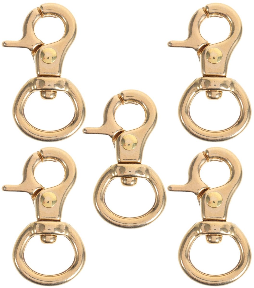 Dailygoods- Karabijnhaken 5 stuks - Draaibare Karabijnsluitingen - Messing - 360° Draaischarnier - Veerbelaste Sluiting - Snelsluitfunctie - Sluitingen