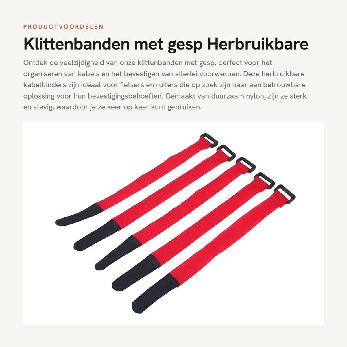 Dailygoods- Klittenbanden met gesp - 25 cm Kabelbinders - Herbruikbaar - Verstelbaar - Duurzaam Nylon - Compact Ontwerp