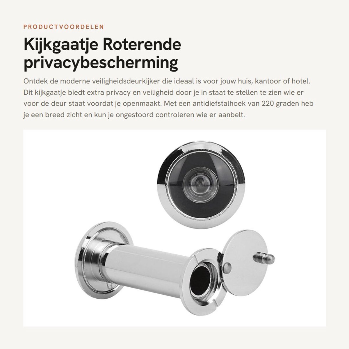 Dailygoods - Kijkgaatje - Roterende privacybescherming - Veiligheid voor thuis - Antidiefstalhoek 220 graden - Geschikt voor deuren 55-90 mm