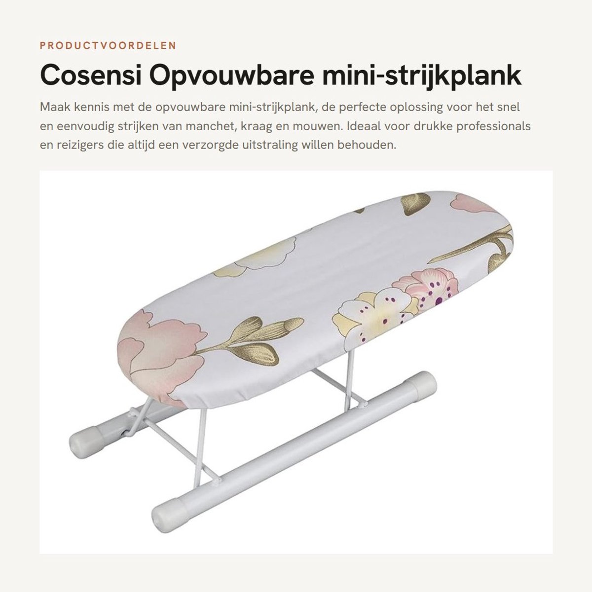 Dailygoods- Strijkplank Mini - Opvouwbaar - 100% Katoenen Doek - Handtafel - Ideaal voor Manchetten - Bescherming tegen Verbranding