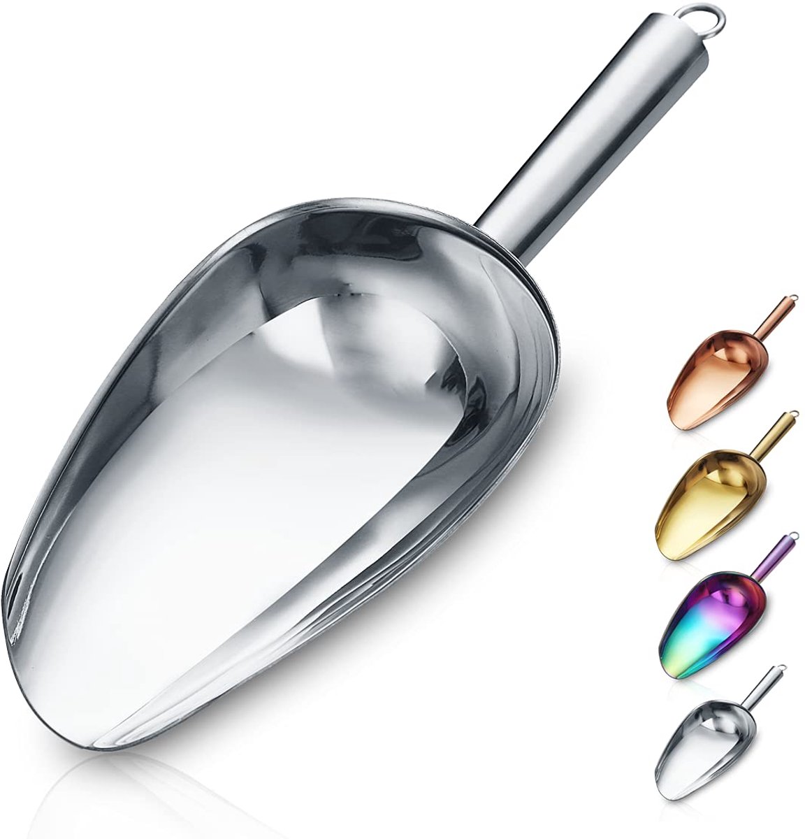 Roestvrijstalen ijsschep, 6 oz, metalen ijsschep voor ijsmachine, multifunctioneel voor snoep, keuken, bar, feest, bruiloft, huisdier, hondenvoer, schep, strandschep, zilver