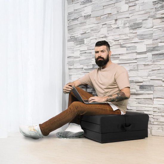 Vouwmatras - Opvouwbaar bed - Gasten ontvangen - Ruimtebesparend ontwerp - 70 x 195 cm - Zwart — afbeelding 3