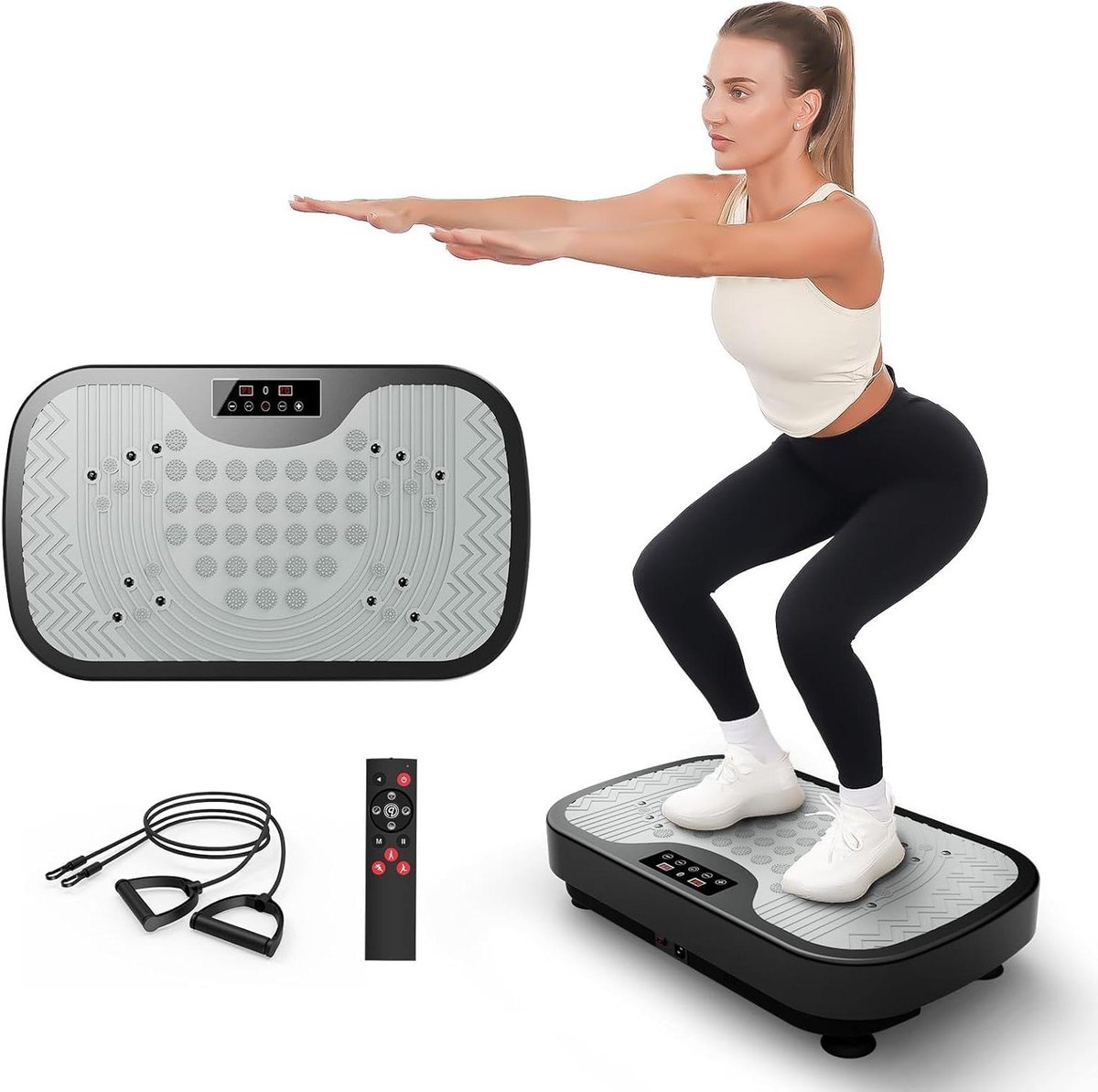 Vibratieplaat - Trilplaat - Lichaamstraining - 99 Trillingsniveaus - 150kg Belastbaar - Grijs