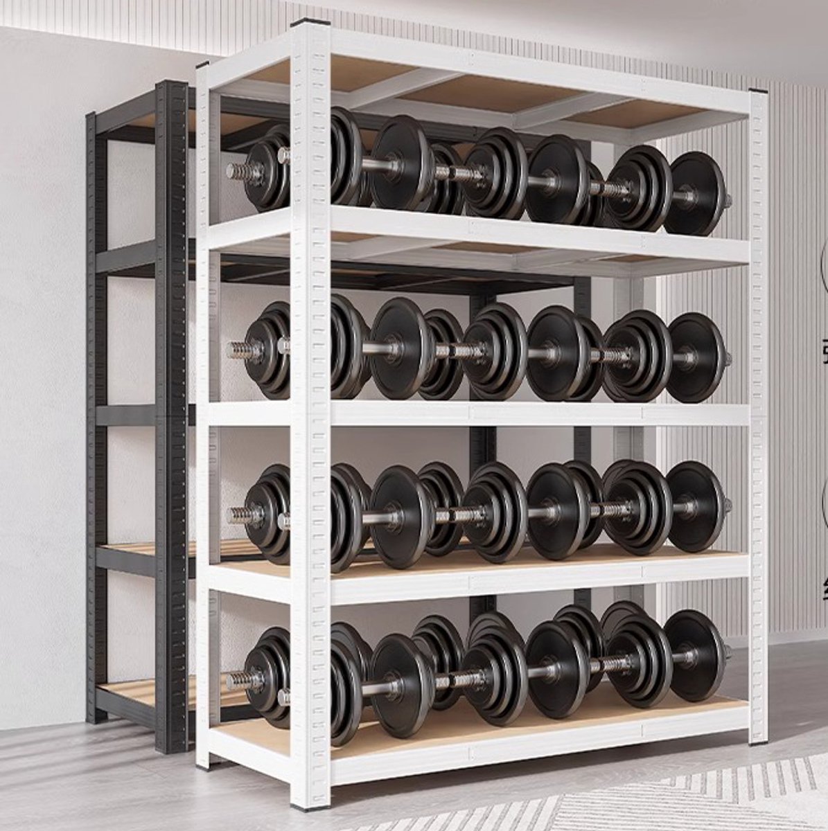 Opbergrek 5-laags verstelbaar draagvermogen 20 tot 50 kg robuust opbergrek voor de garage metalen organizer multifunctioneel rek wit 120*40*180 cm geschikt voor keukens voorraadkasten kelders badkamers en wasruimtes